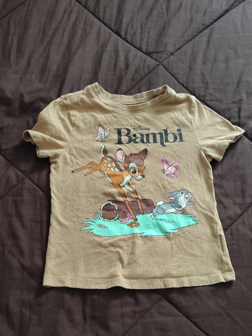 Disney Bambi Brown Graphic Kids Tee with Pastel Accents